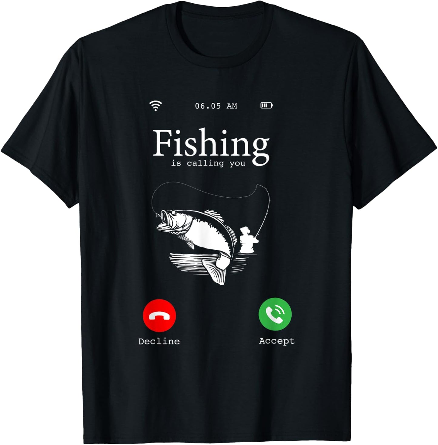 Hilarious Fishing Lovers Gift - Fishing Is Calling You Joke T-Shirt - T-Shirt | Black