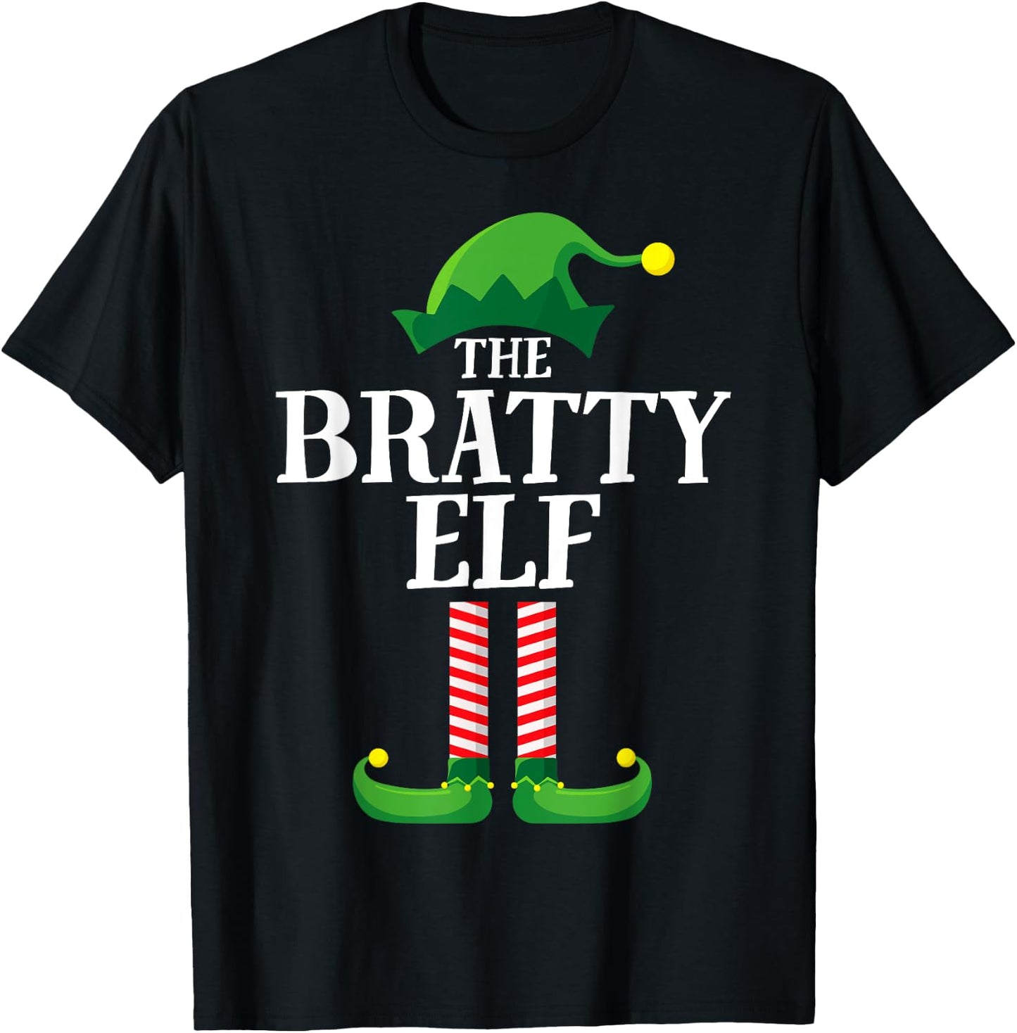 Bratty Elf Matching Family Group Christmas Party Pyjamas T-Shirt - T-Shirt | Black
