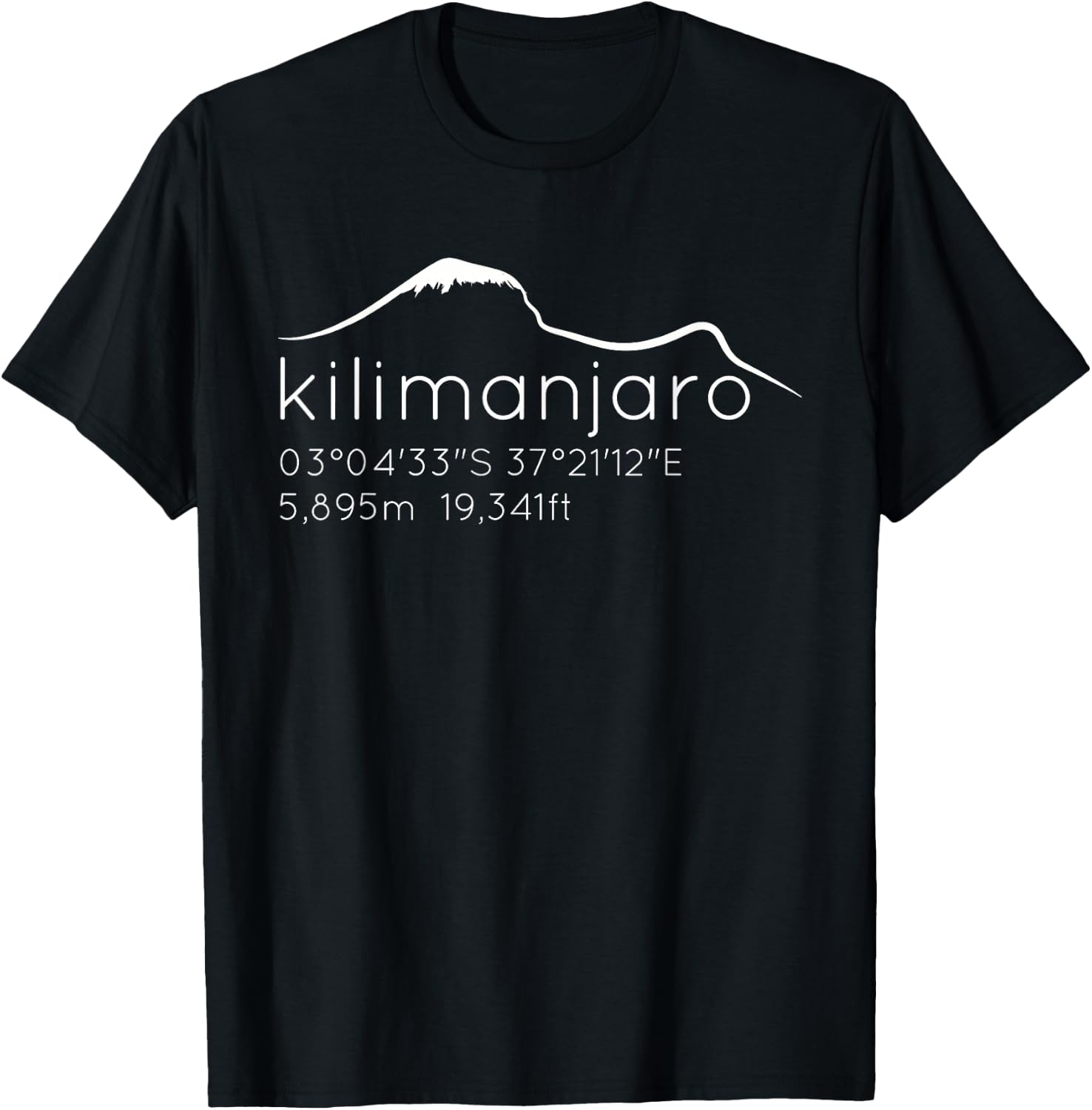 Kilimanjaro Graphic with Lat Long Elevation T-Shirt - T-Shirt | Black