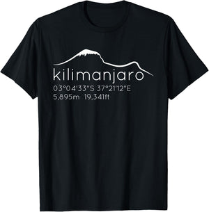 Kilimanjaro Graphic with Lat Long Elevation T-Shirt - T-Shirt | Black