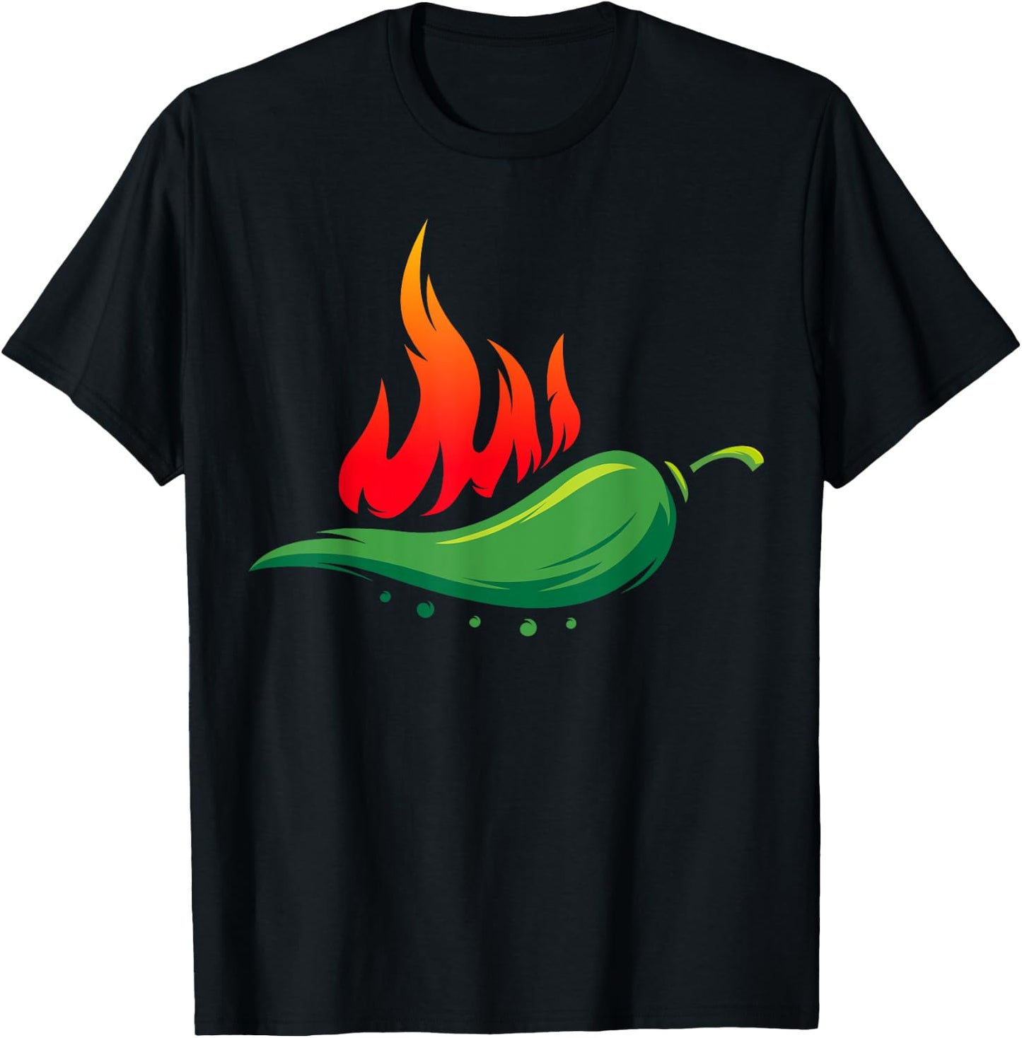 Flaming Hot Jalapeno Pepper for Spicy Mexican Food Lover T-Shirt - T-Shirt | Black