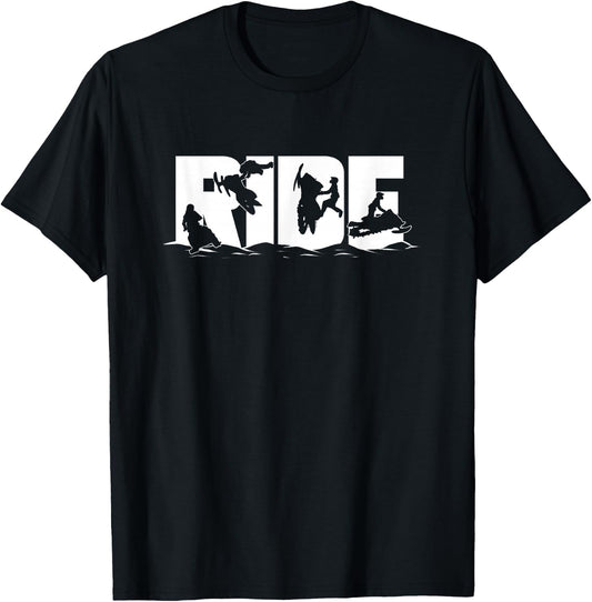 Snowmobile Ride Snowmobiling Winter Sport Gift T-Shirt - T-Shirt | Black
