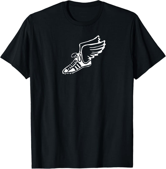 Running Shoe With Wings Track And Field Sneaker Gift T-Shirt - T-Shirt | Black