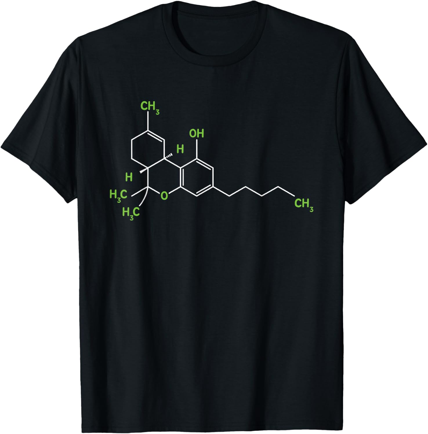 Cannabis Weed Pot Molecule THC Marijuana Stoner Gift T-Shirt - T-Shirt | Black