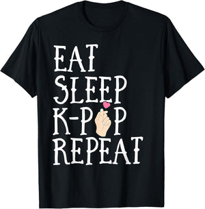 Eat Sleep K-Pop Repeat Kids Cute Korean KPop Merchandise T-Shirt - T-Shirt | Black