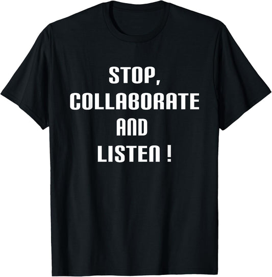 Stop, Collaborate and Listen Ice Ice Baby 90's Retro T-Shirt - T-Shirt | Black