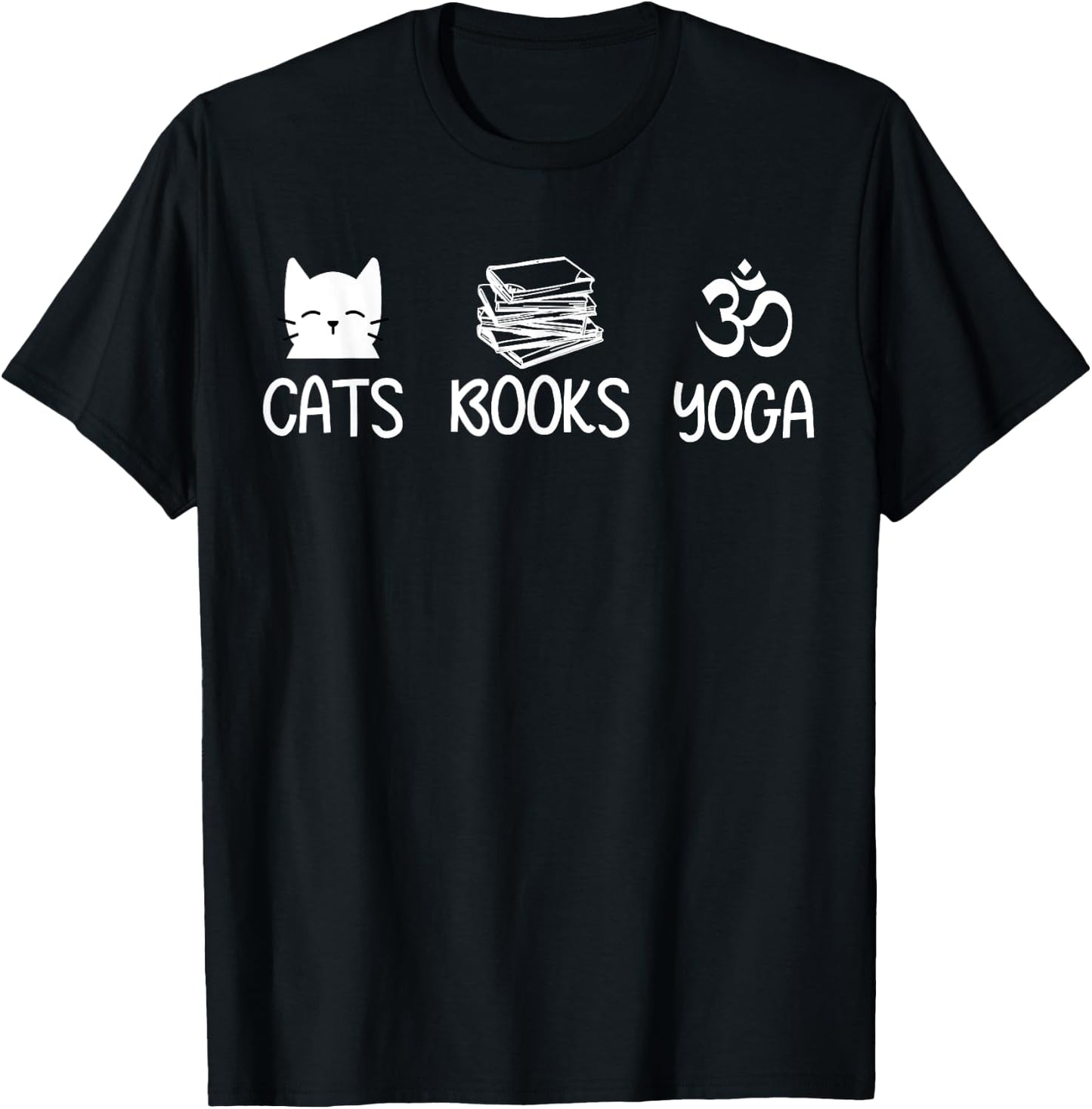 Cats Books Yoga Lover T Shirt Cat Reading Meditation Namaste Men Women Kids T-Shirt - T-Shirt | Black