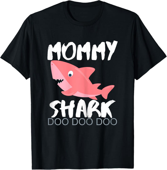 Mommy Shark Mothers Day Gift Wife Birthday Christmas T-Shirt - T-Shirt | Black