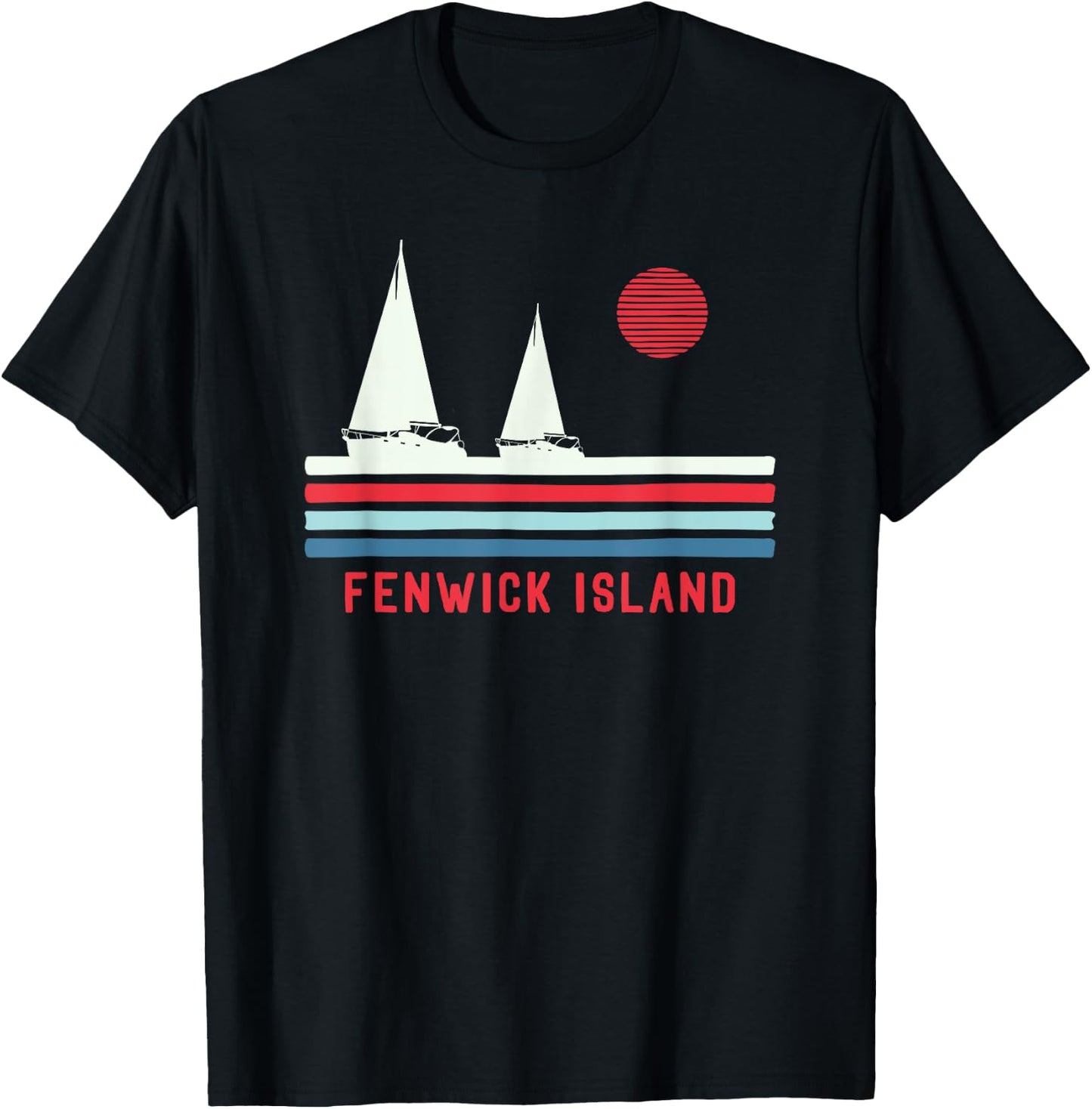 Fenwick Island DE Sailboat Vintage 80s T-Shirt - T-Shirt | Black