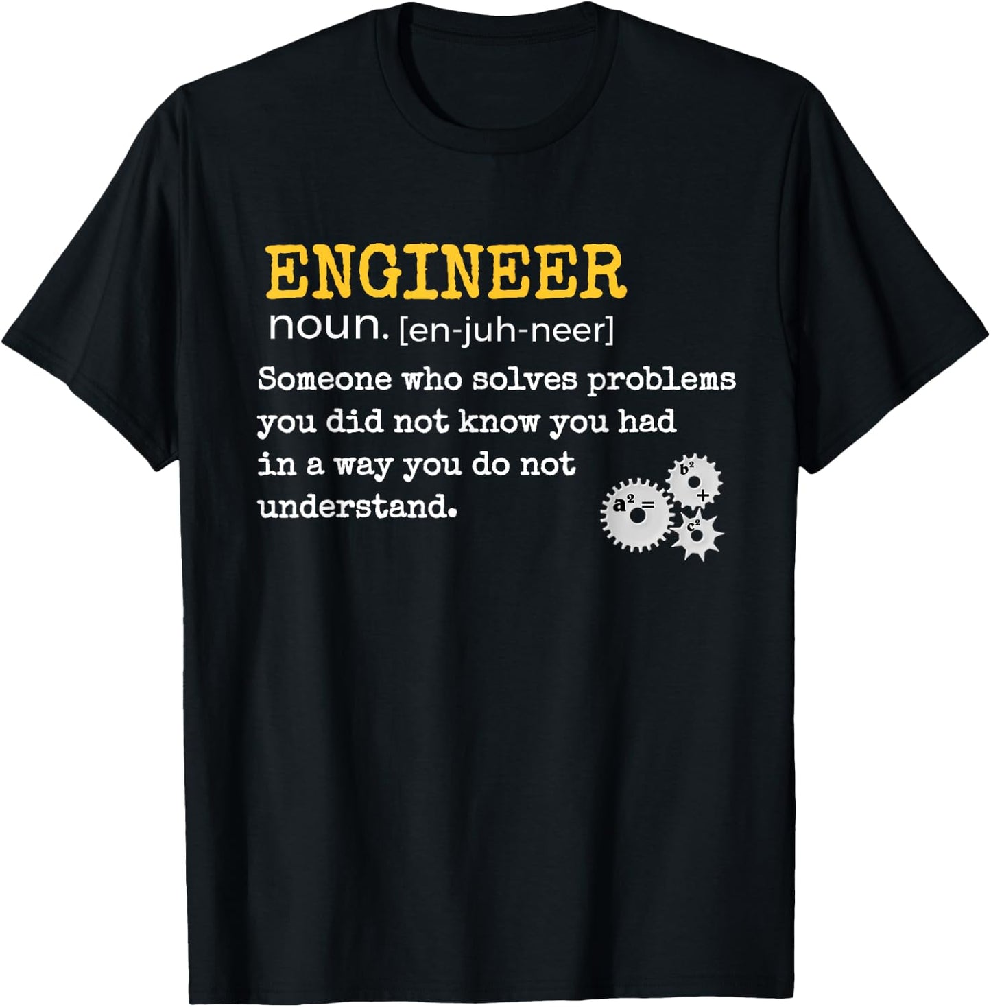 Funny Engineer Definition Problem Solver Geek Humor T-Shirt - T-Shirt | Black