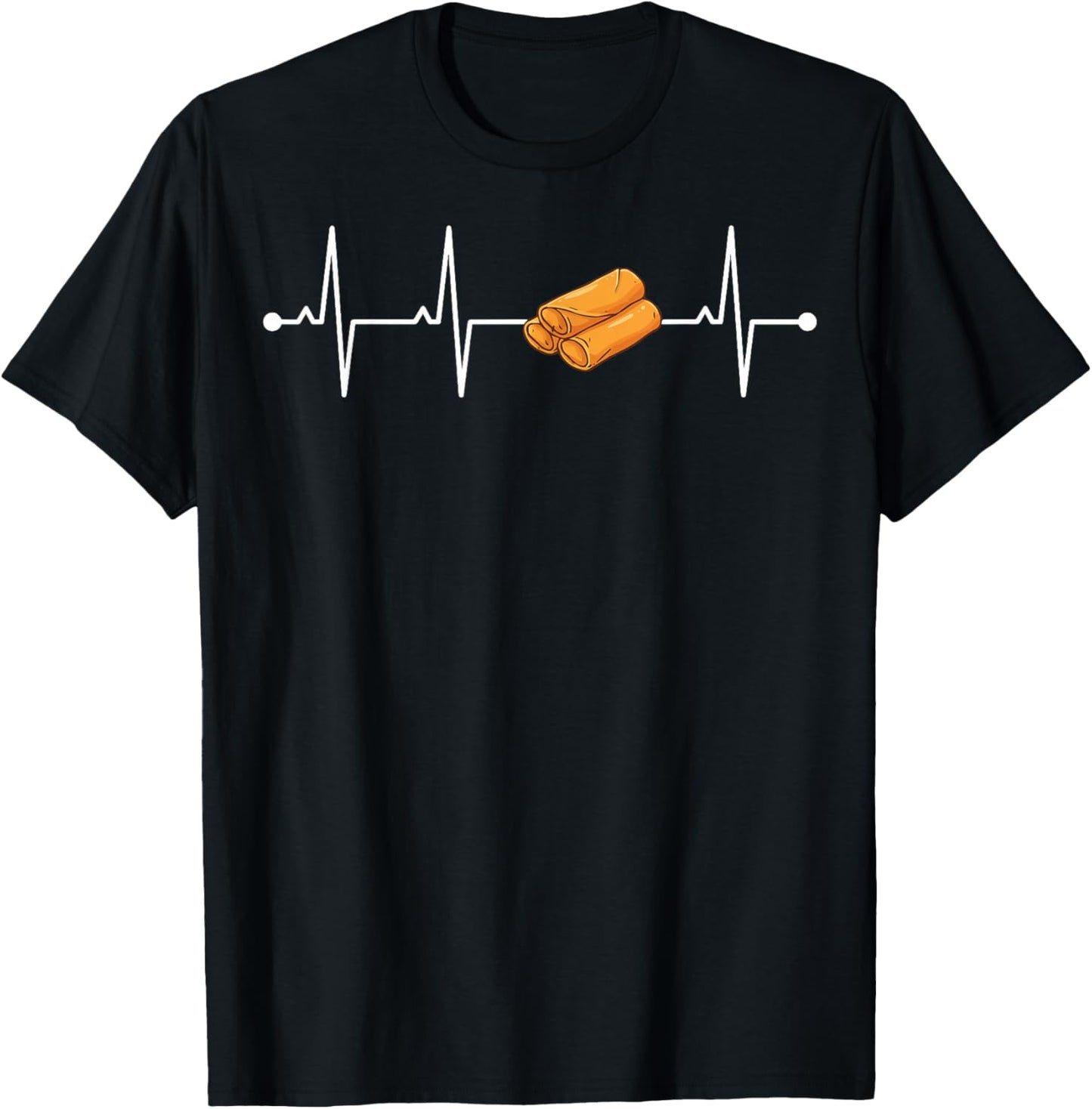 Lumpia Heartbeat Filipino Food T-Shirt - T-Shirt | Black