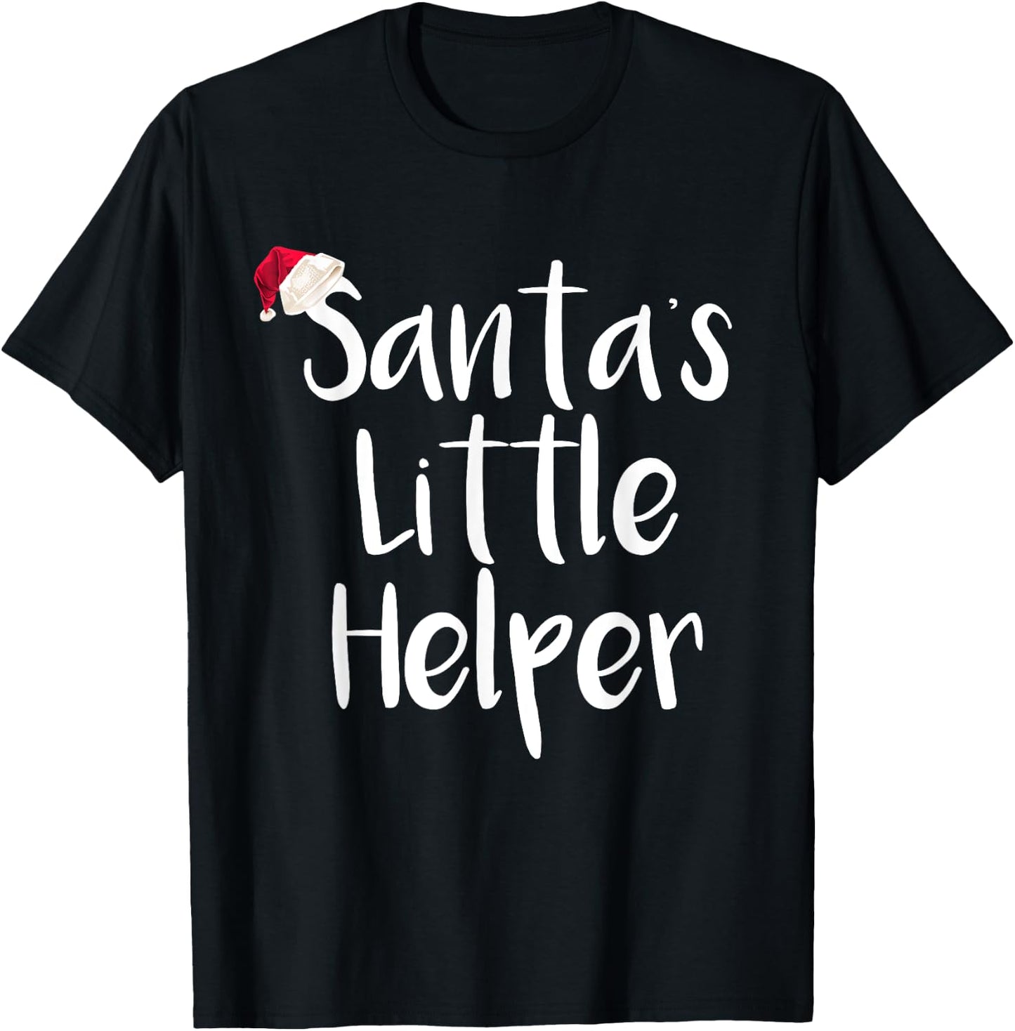 Kids Christmas Santa's Little Helper Shirt Santa Hat T-Shirt - T-Shirt | Black