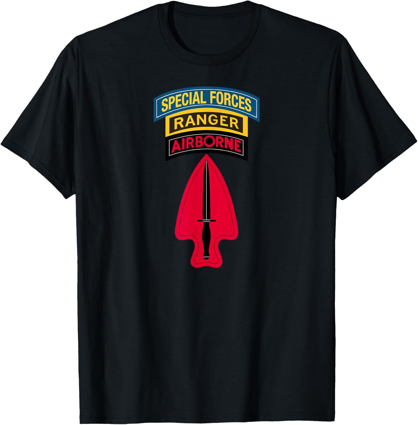 USASOC - Delta Force - Ranger SF Tab SFOD-D - Center T-Shirt - T-Shirt | Black