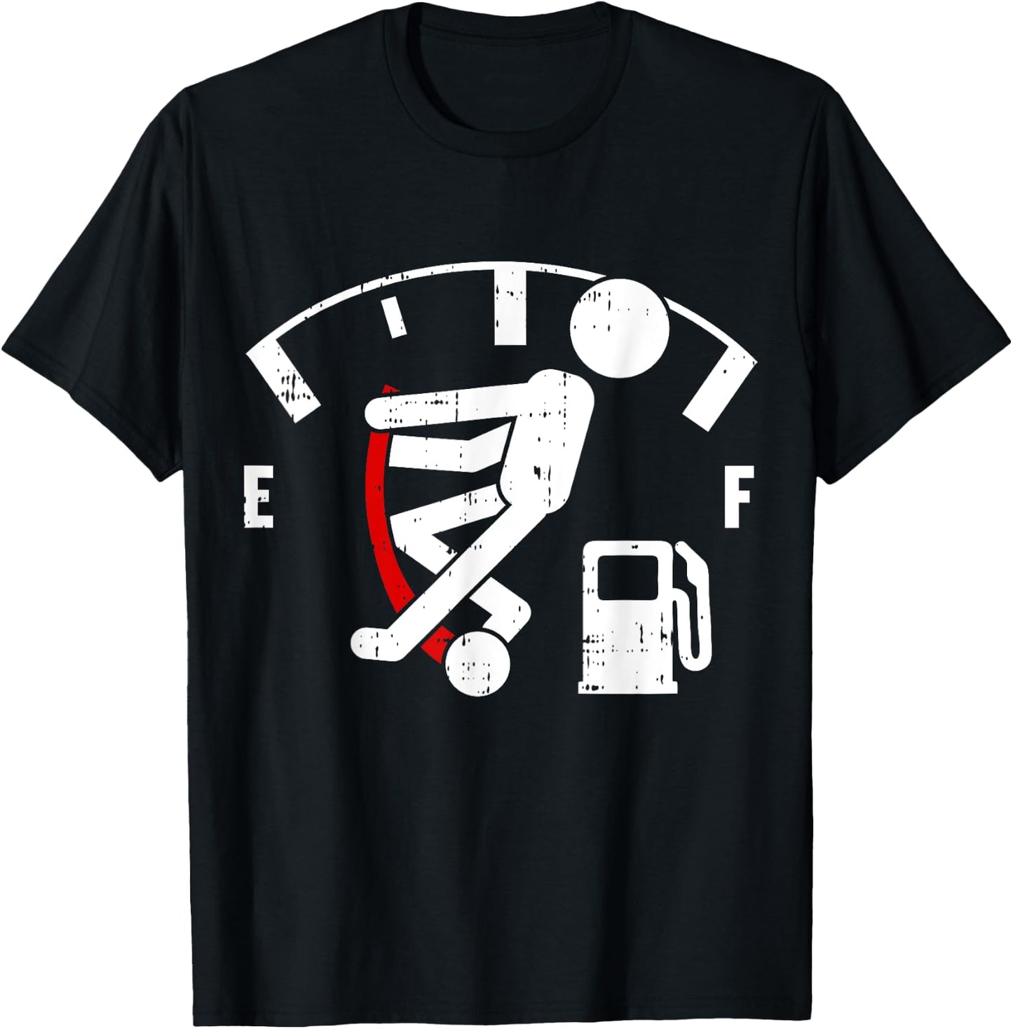 Empty Fuel Meter Graphic Funny Gasoline Tank Gift T-Shirt - T-Shirt | Black