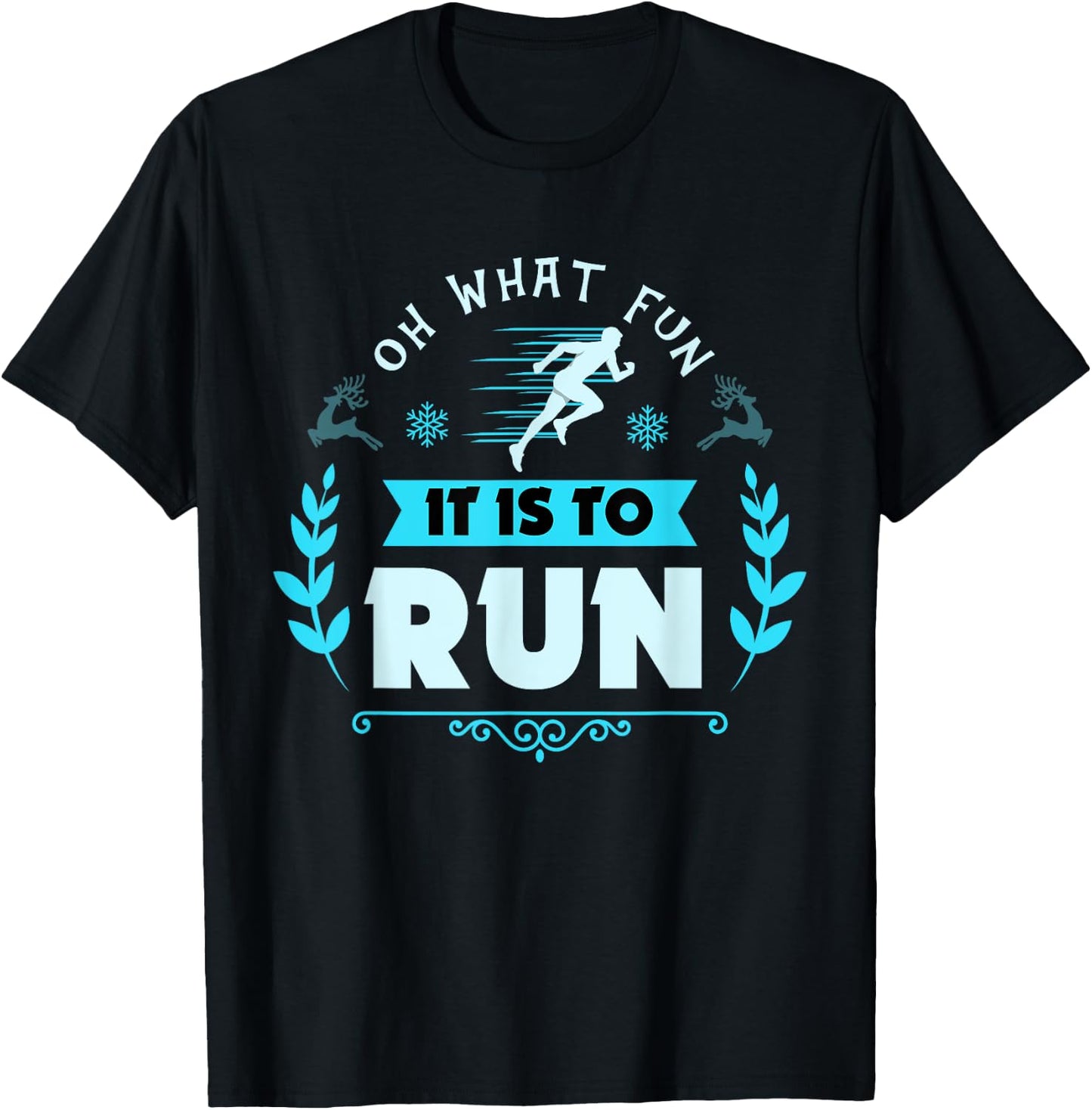 Funny Oh What Fun It Is To Run Cross Country Christmas Gift T-Shirt - T-Shirt | Black