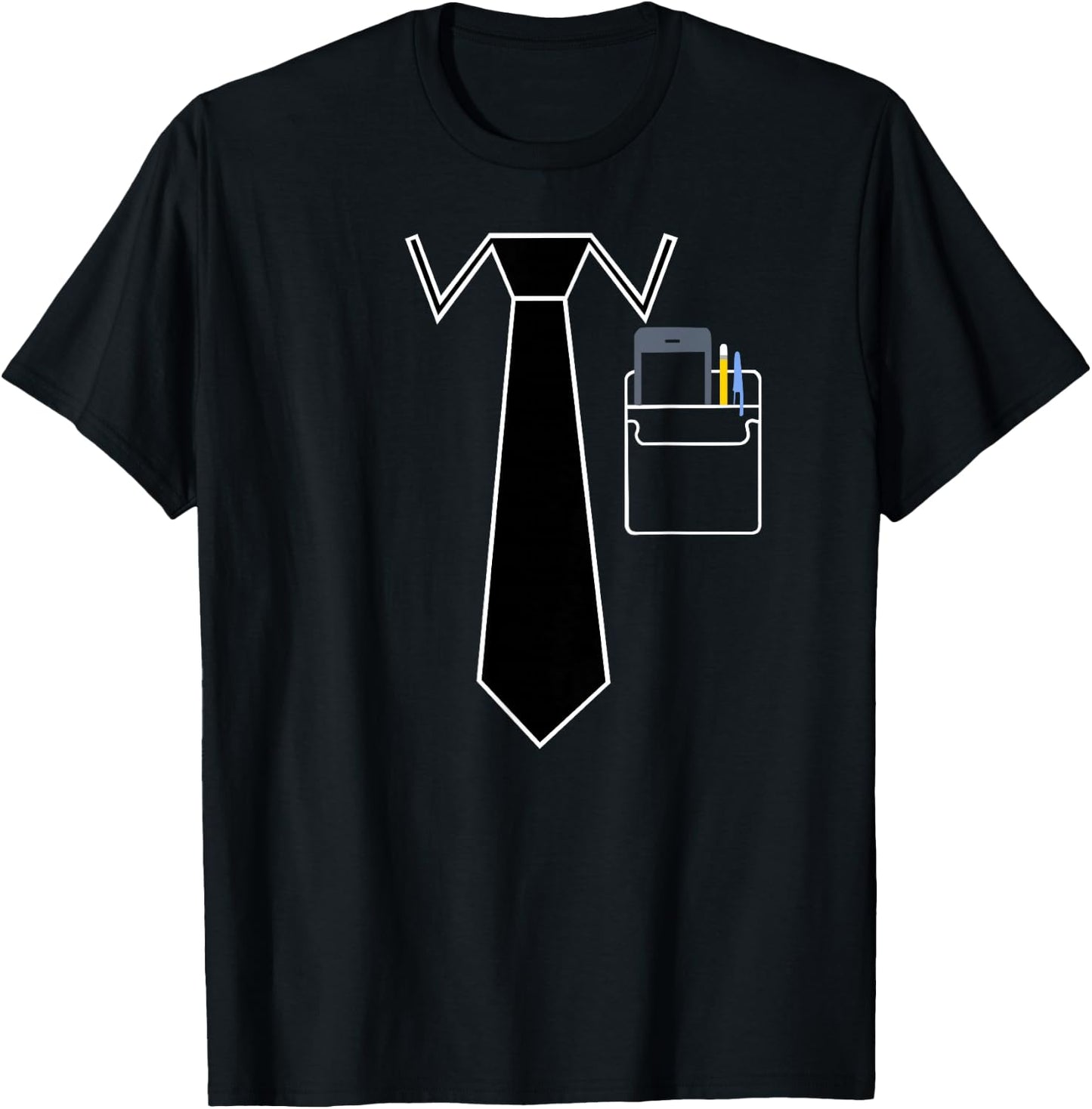 Tie With Pocket Protector Funny Nerd T-Shirt - T-Shirt | Black