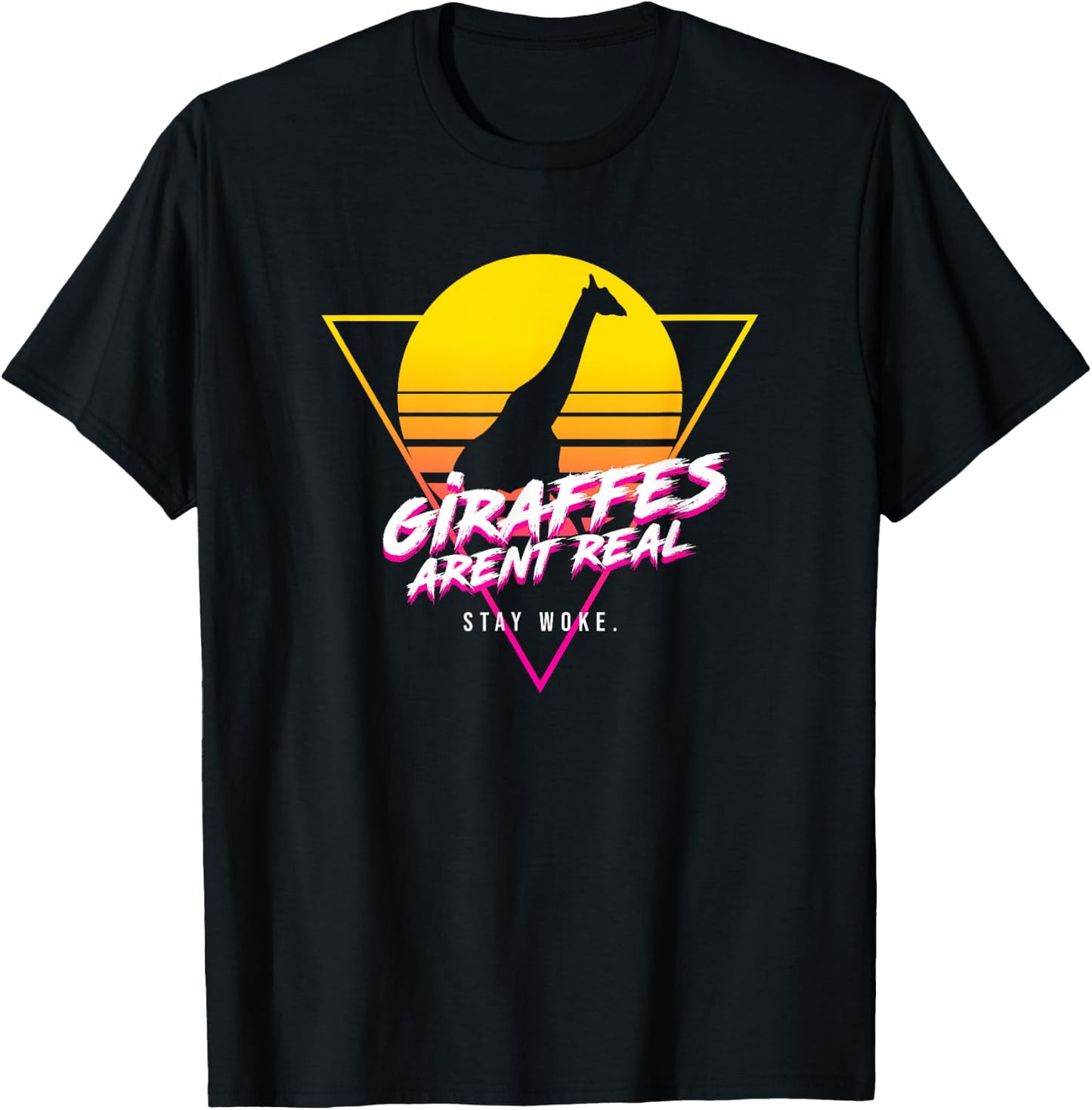Giraffes Aren't Real Don't Exist Government Conspiracy Birds T-Shirt - T-Shirt | Black