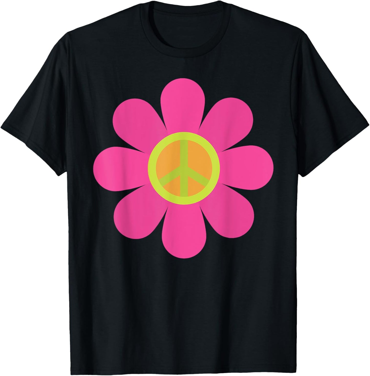 Peace Sign Love T Shirt 60s 70s Tie Dye Hippie Costume Shirt T-Shirt - T-Shirt | Black