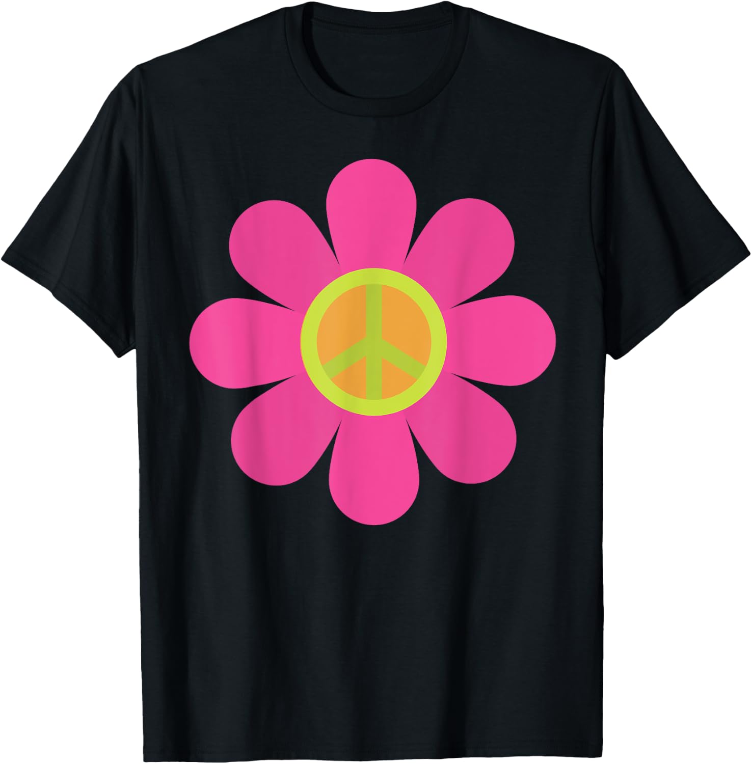 Peace Sign Love T Shirt 60s 70s Tie Dye Hippie Costume Shirt T-Shirt - T-Shirt | Black