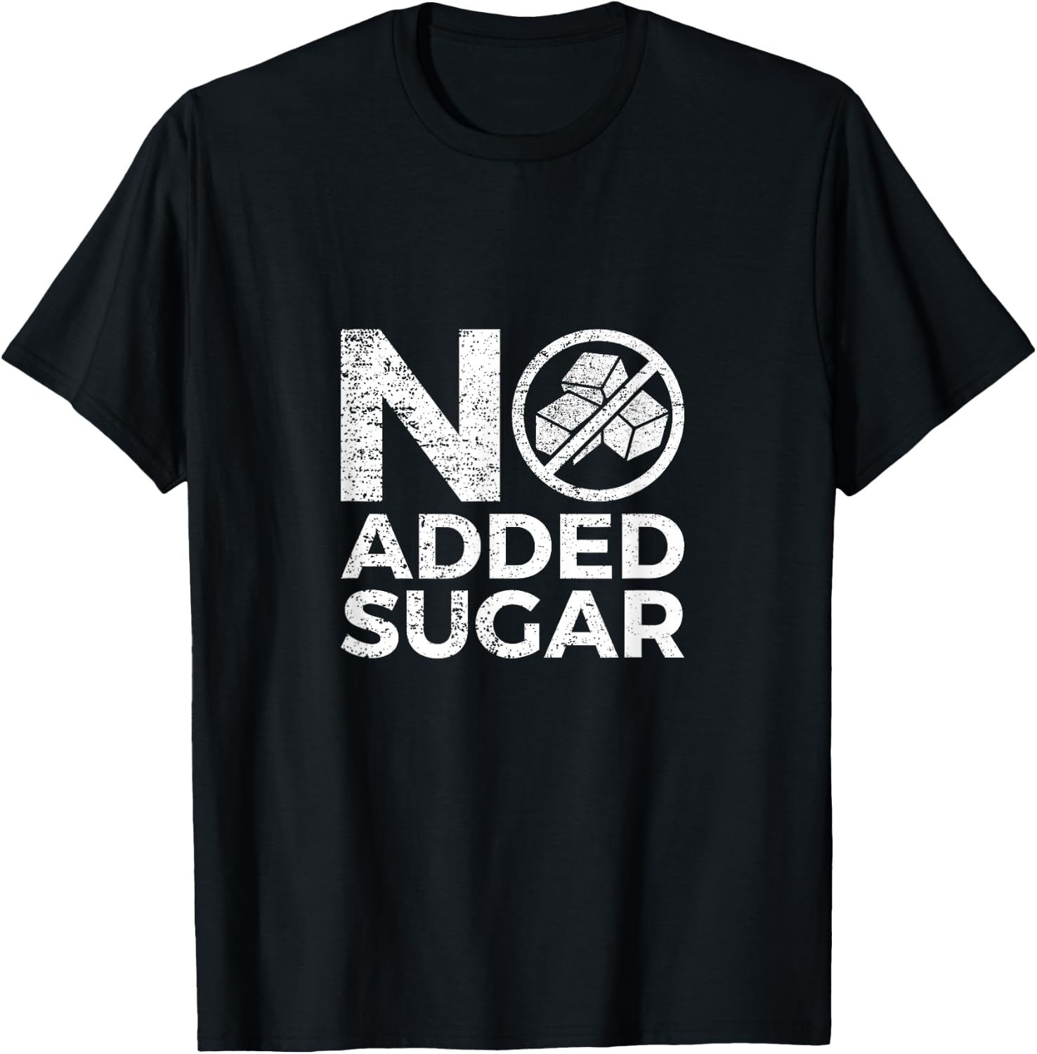 No Added Sugar Graphic Word Design T Shirt T-Shirt - T-Shirt | Black