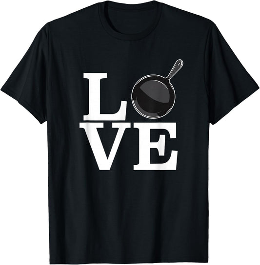 Cast Iron Love Cooking Shirt Frying Pan Chef Skillet T-Shirt - T-Shirt | Black