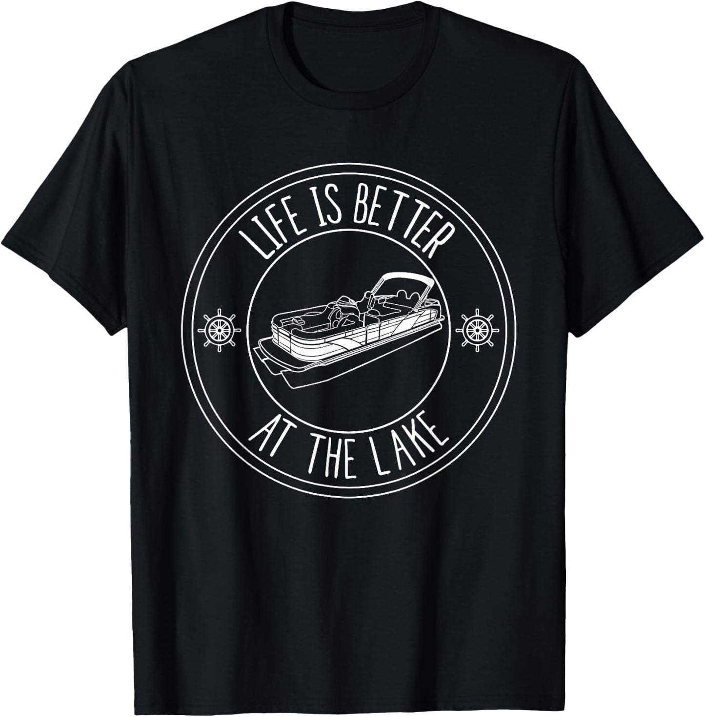 Life Is Better At The Lake Pontoon Boat Fishing T-Shirt - T-Shirt | Black