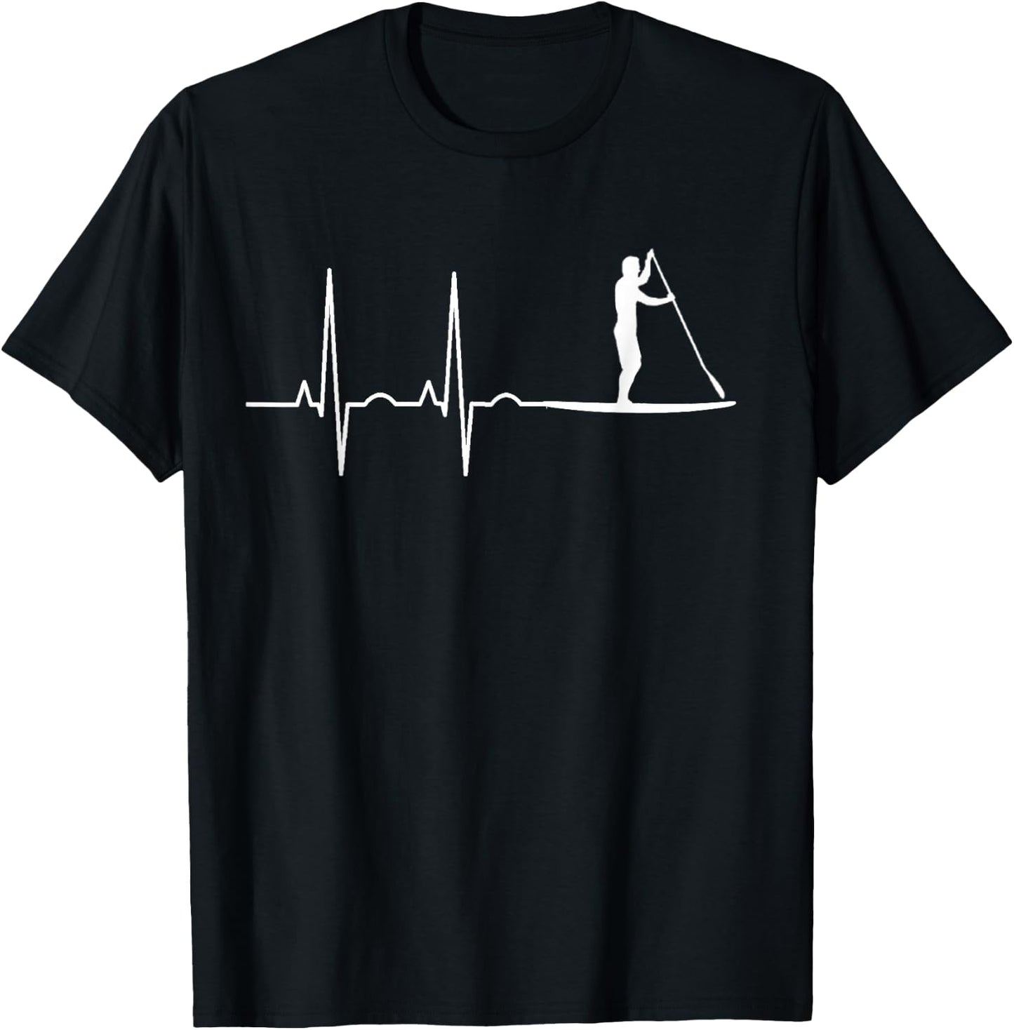 Stand Up Paddle Heartbeat Paddling Gift Men Women T-Shirt - T-Shirt | Black