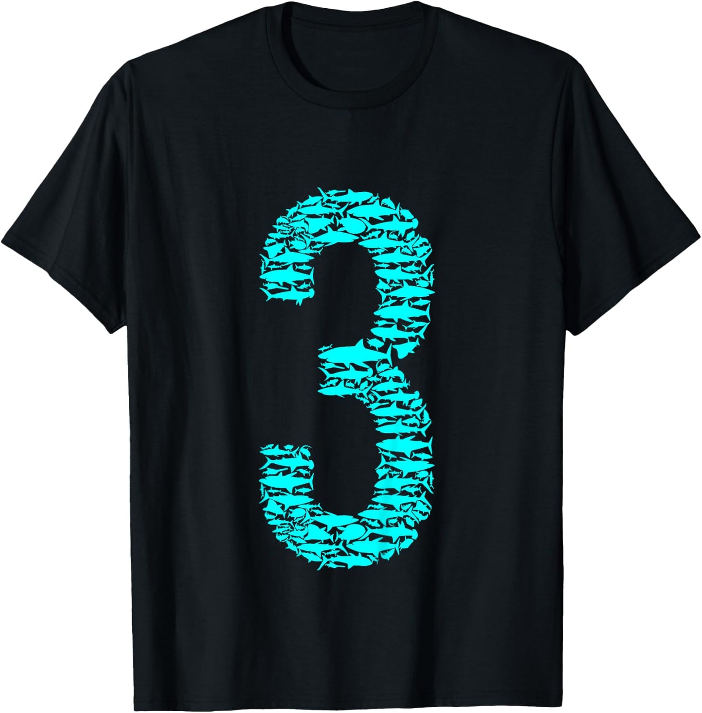 Shark 3rd Birthday For 3 Year Old Girls and Boys T-Shirt - T-Shirt | Black