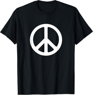 White Peace Sign T-Shirt - T-Shirt | Black