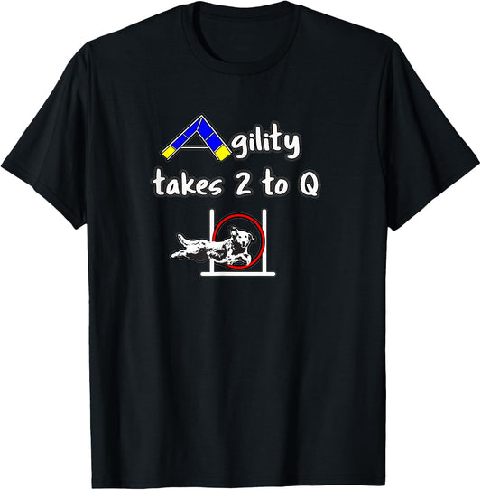 Dog Agility shirt - takes 2 to Q with a golden retriever Women Kids T-Shirt - T-Shirt | Black