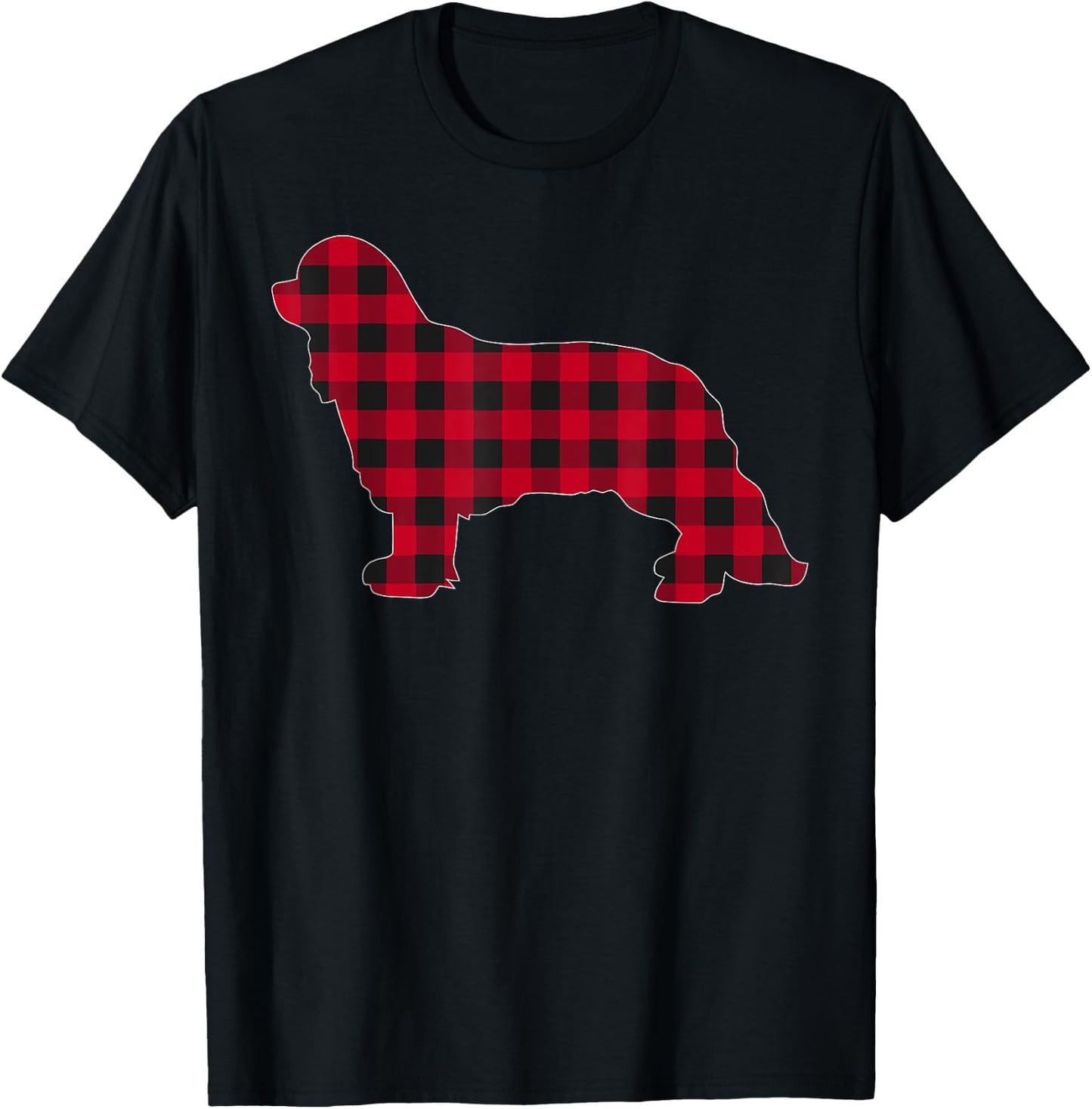 Red Plaid Cavalier King Charles Spaniels Christmas Pajama T-Shirt - T-Shirt | Black