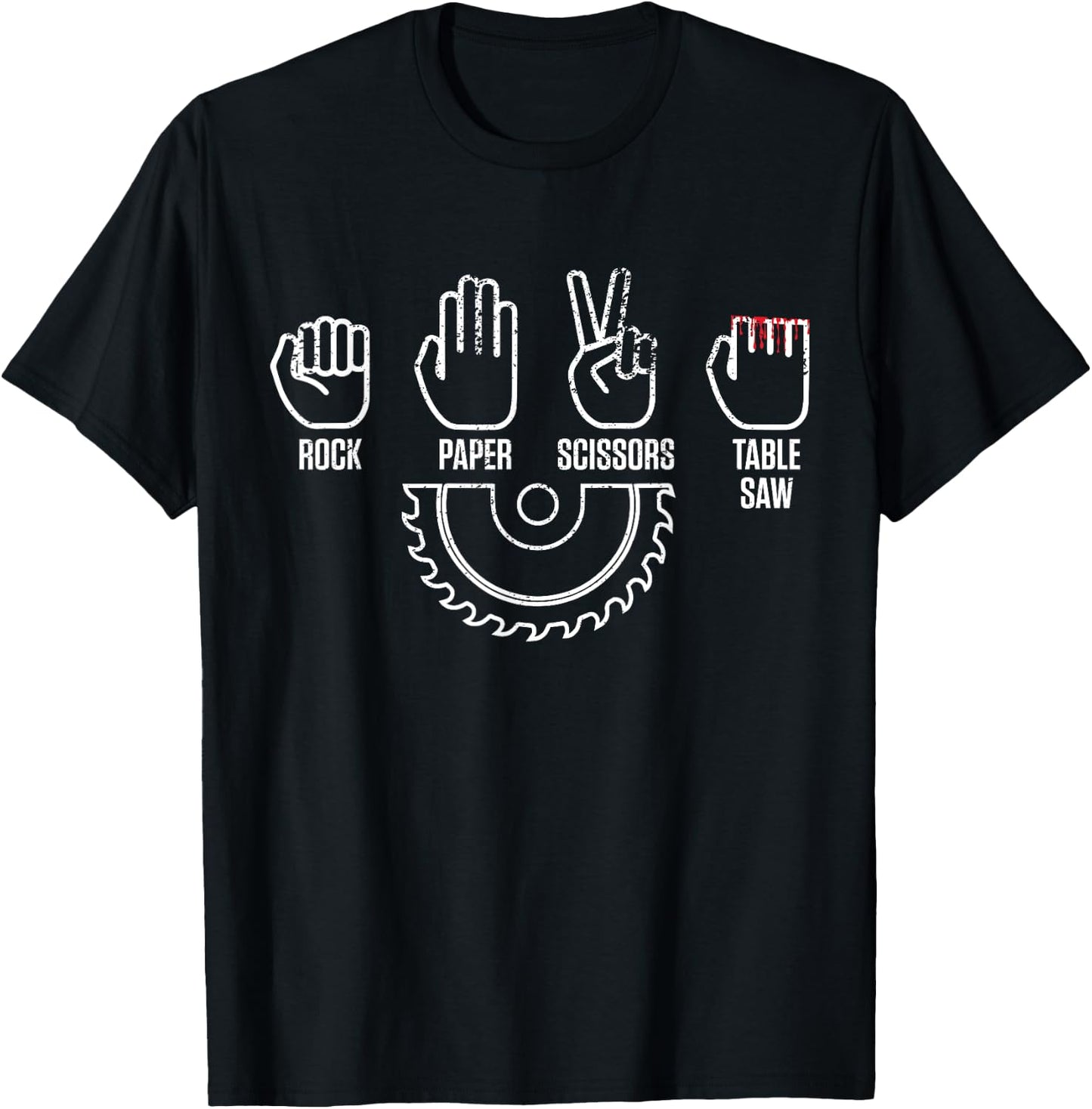 Rock Paper Scissors Table Saw Shirt - Carpenter Gift T-Shirt - T-Shirt | Black