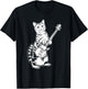 Funny Cat Playing Bass Cool Musician Women Girls Kids T-Shirt - T-Shirt | Black