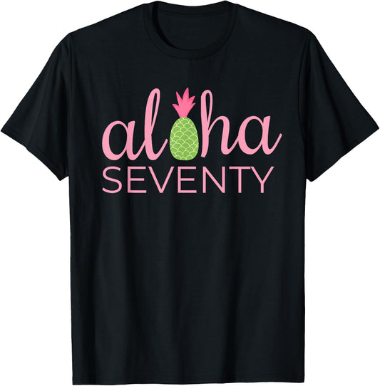 70th Birthday Aloha Beach Tropical Vacation Party Funny Gift Men Women T-Shirt - T-Shirt | Black