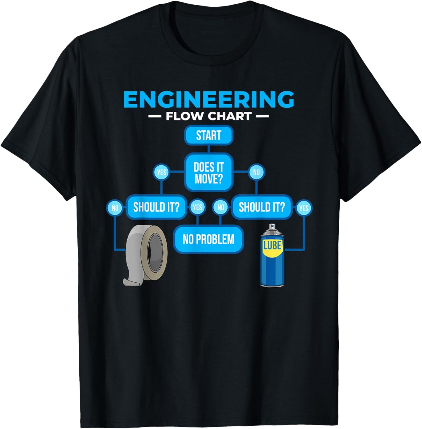 Engineering flow chart Funny Engineer Gift T-Shirt - T-Shirt | Black