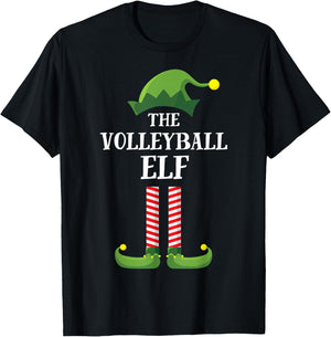 Volleyball Elf Matching Family Group Christmas Party Pyjamas T-Shirt - T-Shirt | Black