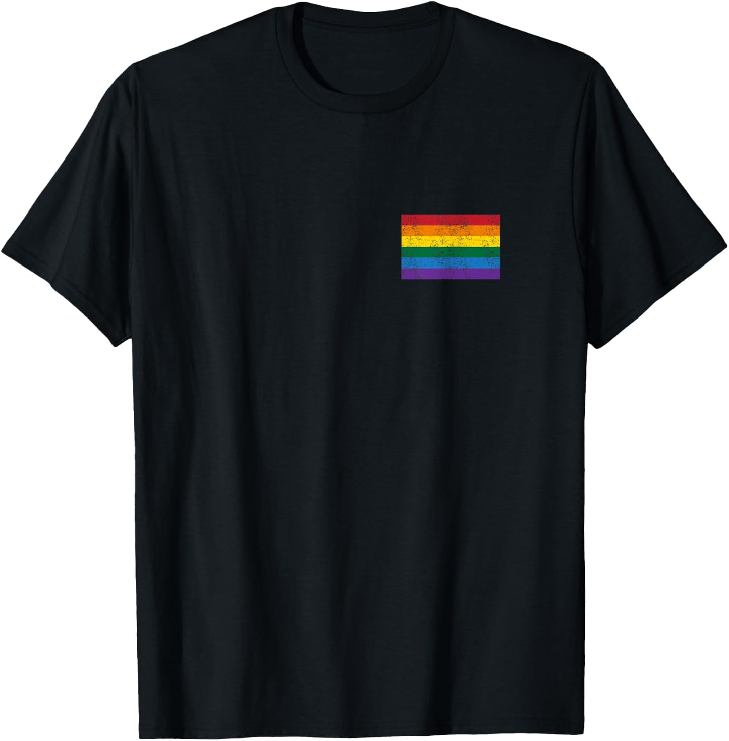 Vintage Distressed Gay Pride Flag (Gay Flag Shirt) T-Shirt - T-Shirt | Black