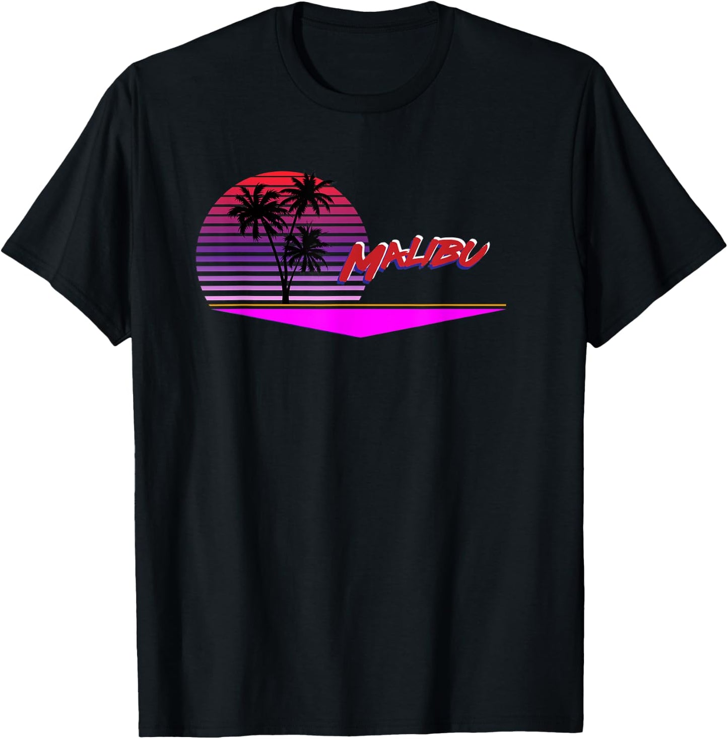 Retrowave 1980s Style Malibu California Shirt T-Shirt - T-Shirt | Black