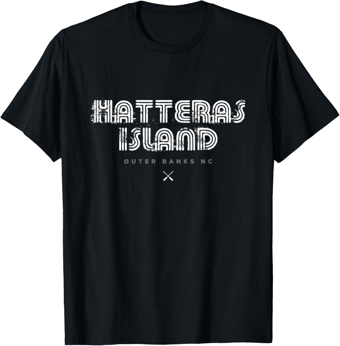 Hatteras Island Outer Banks NC 70s 80s Retro Type Graphic T-Shirt - T-Shirt | Black