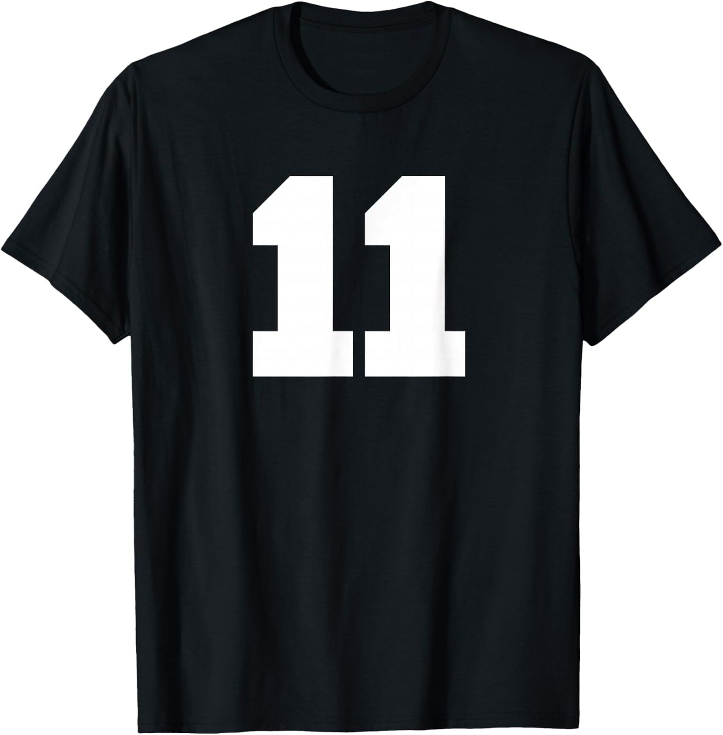 Number 11 Sports Jersey Player #11 Fan FRONT Print Varsity T-Shirt - T-Shirt | Black