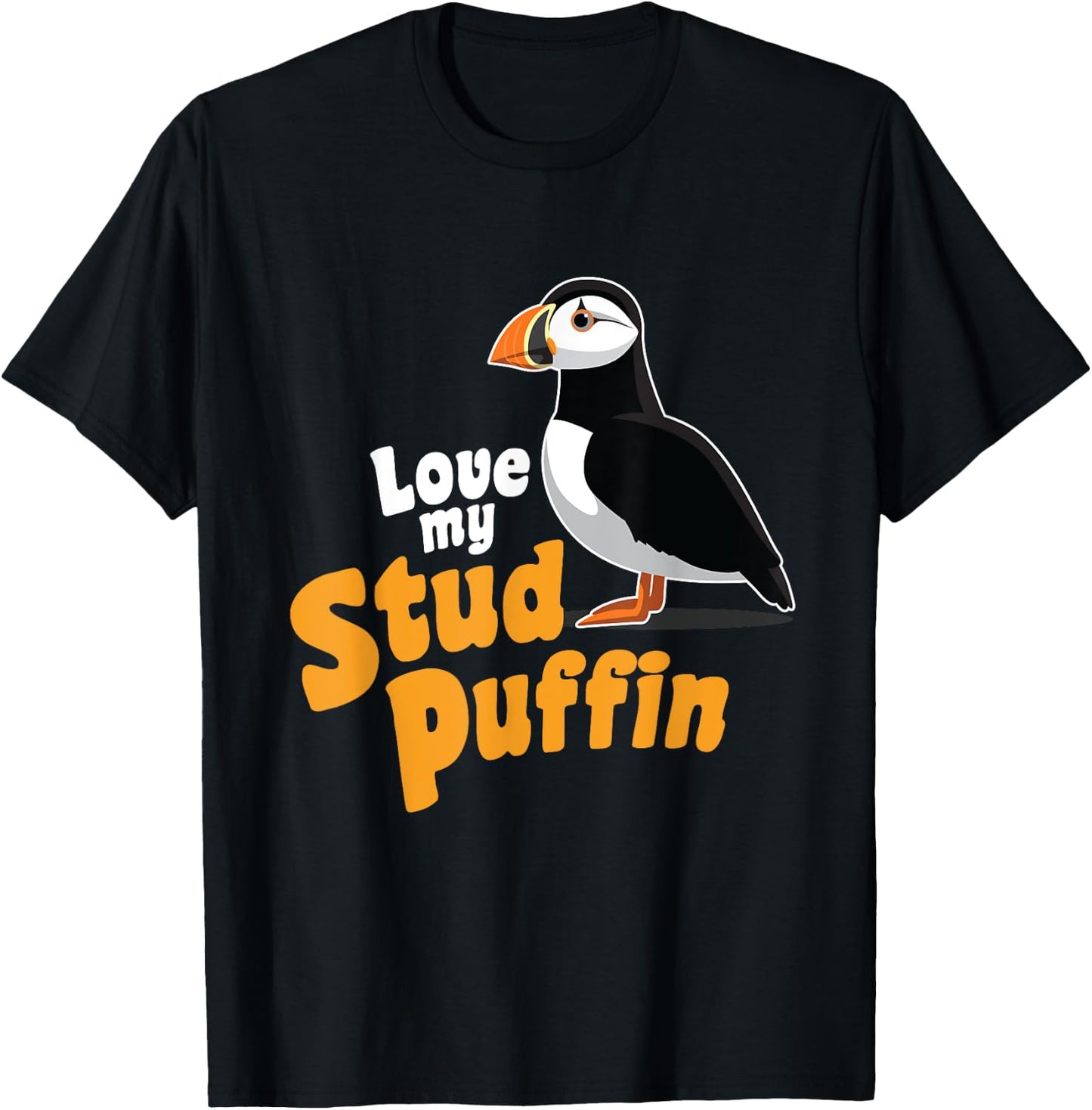 Stud Puffin Love | Cute Animal Gift Zoo Sea Bird T-Shirt - T-Shirt | Black