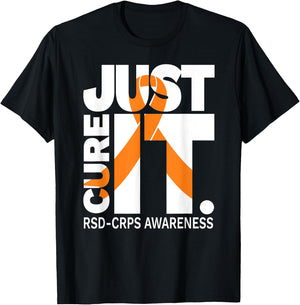 Just Cure RSD CRPS Awareness Shirts Ribbon white text Shirt T-Shirt - T-Shirt | Black