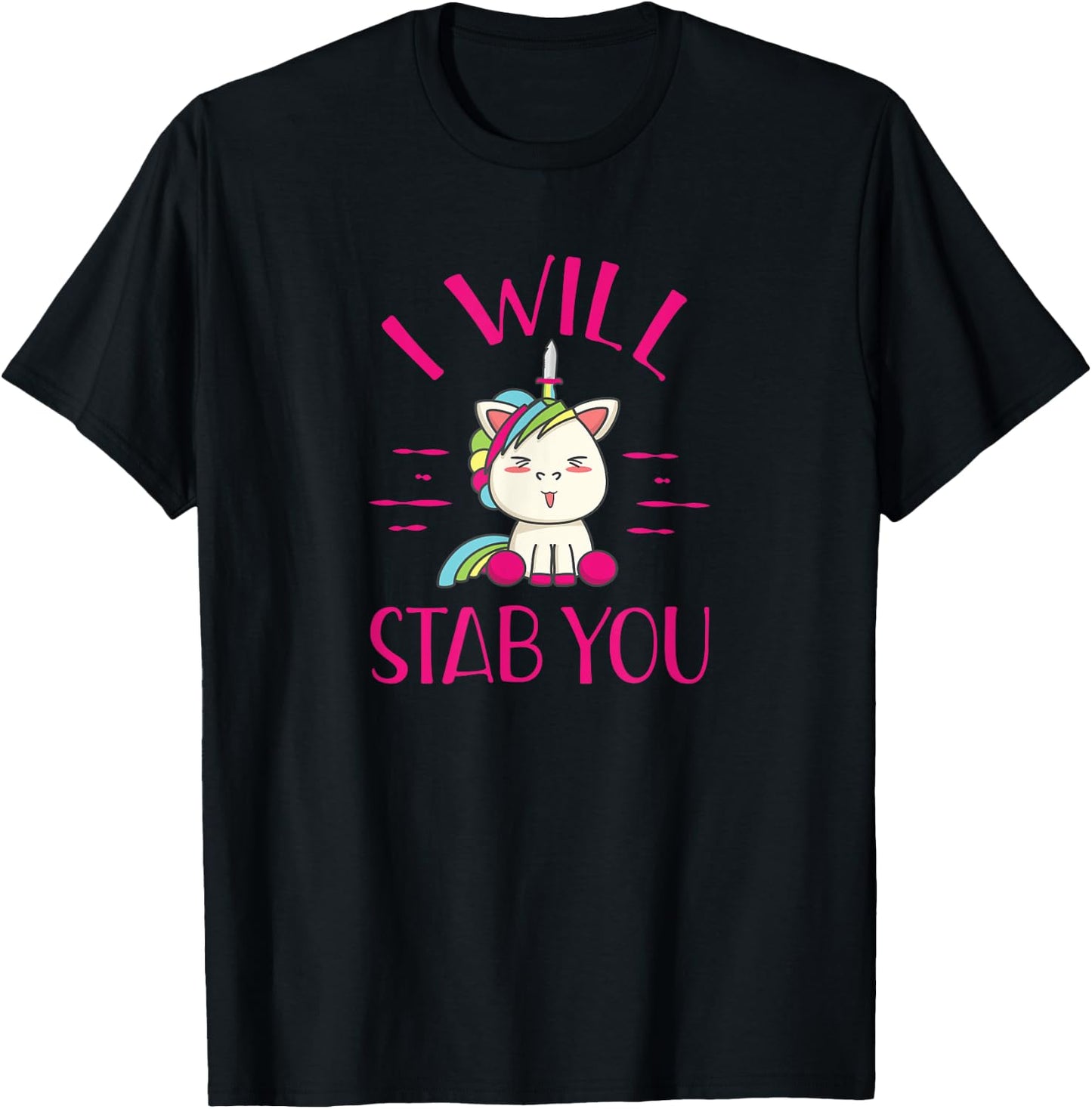 Evil Unicorn I Will Stab You Funny Novelty Rainbow T Shirt T-Shirt - T-Shirt | Black