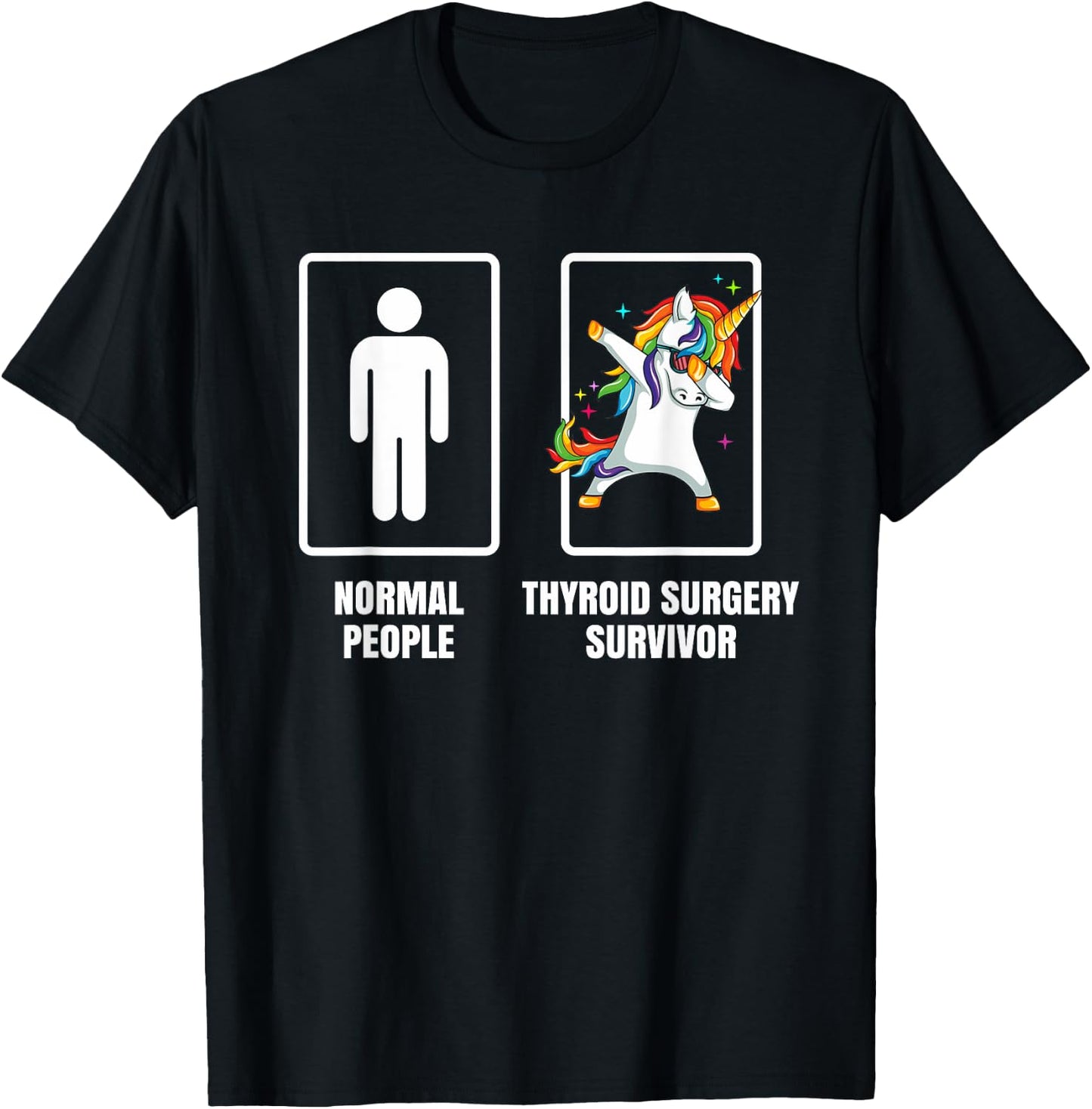Dabbing Unicorn Thyroid Surgery Survivor Recovery Get Well T-Shirt - T-Shirt | Black