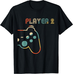 Matching Video Gamers Couple Player 1 Player 2 T-Shirt - T-Shirt | Black
