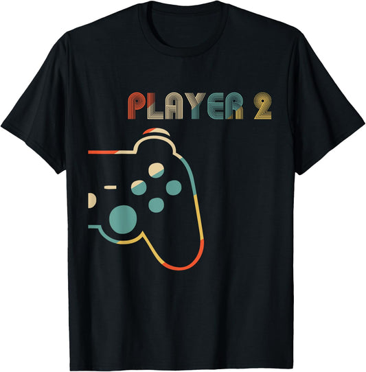 Matching Video Gamers Couple Player 1 Player 2 T-Shirt - T-Shirt | Black