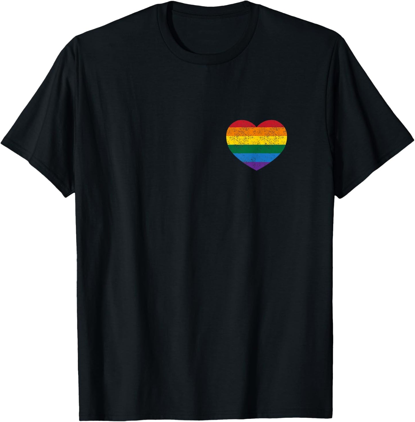 Vintage Distressed Gay Pride Heart (Gay Flag Shirt) T-Shirt - T-Shirt | Black