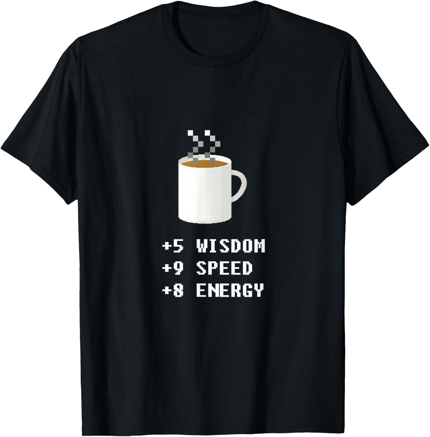 Caffeine Lover 8 Bit Pixel Coffee Gamer Retro Video Game T-Shirt - T-Shirt | Black