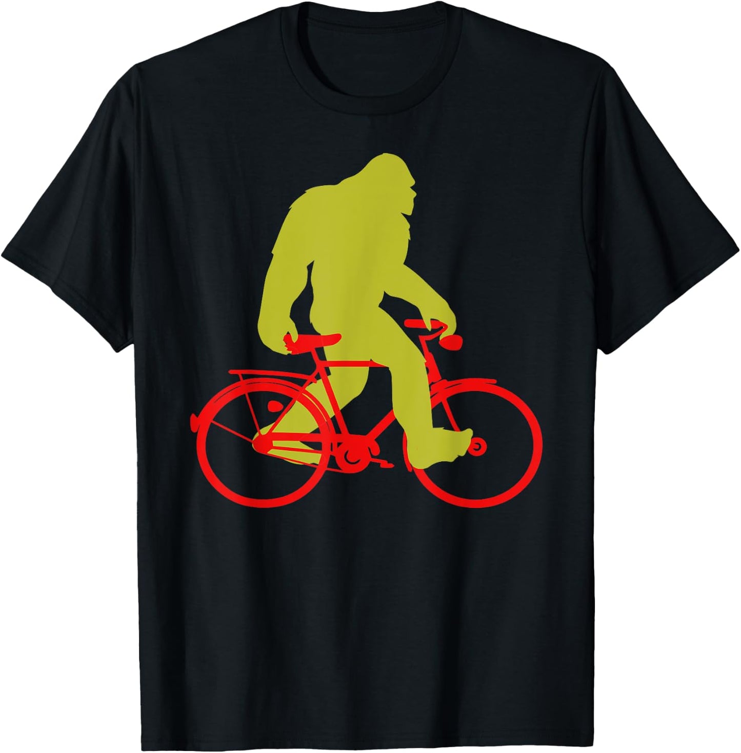 Bigfoot Riding Bicycle Shirt, Funny Cute Sasquatch Bike Gift T-Shirt - T-Shirt | Black