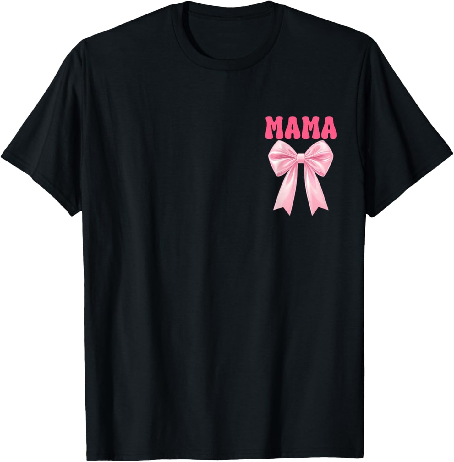 Mama Birthday Girl Matching Coquette Pink Bow T-Shirt - T-Shirt | Black